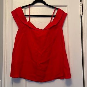 Anthropologie Paper Crown off the shoulder orange top